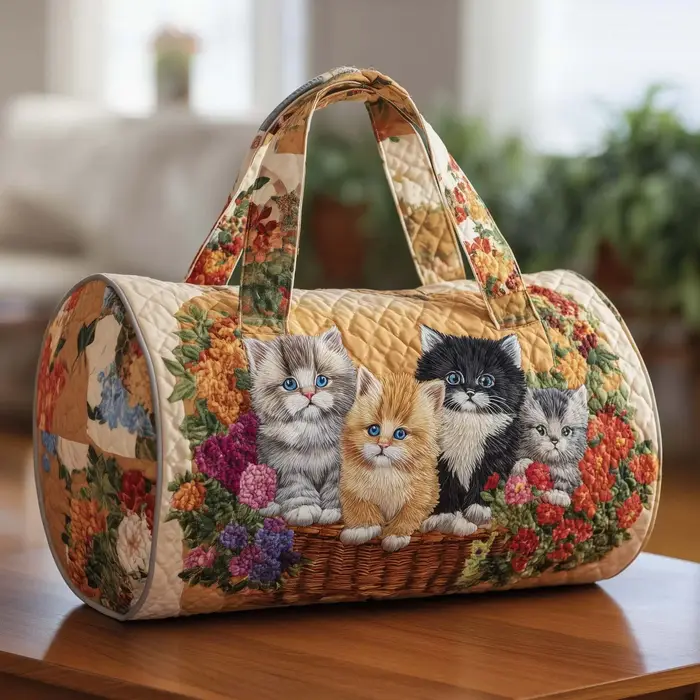 Sac de voyage imprimé en 3D à motif de chat