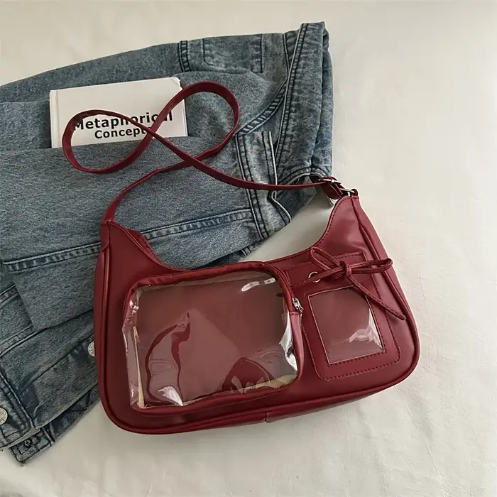Sac messager transparent tendance |   Sac à main pour femme - Sac bandoulière en similicuir synthéti