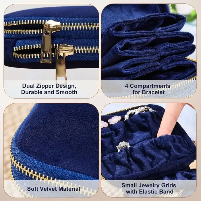 Pochette à bijoux double couche pour voyage