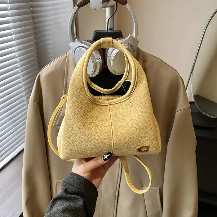 Sac à main marron café en similicuir suédé pour femme