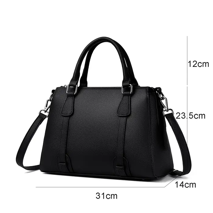 Sac à main pour femme en cuir véritable, sac à bandoulière à poignée, grain litchi, sac de shopping