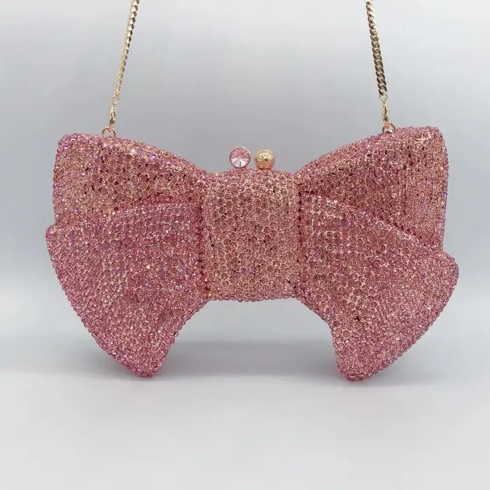 Pochette de soirée en cristal rose pour femmes