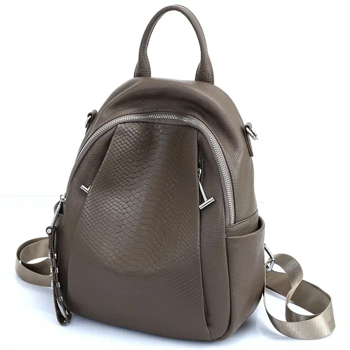 Zency-Sac à dos en cuir véritable pour femme, cartable Alligator Rivet, sac à dos initié par une fem