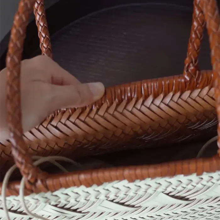 Sac à Main Hobos Vintage en Cuir group Tissé à la Main pour Femme