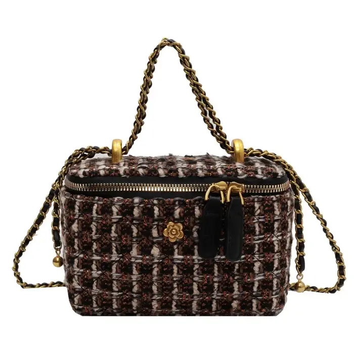 Mini sac à bandoulière en tissu à chaîne pour femmes