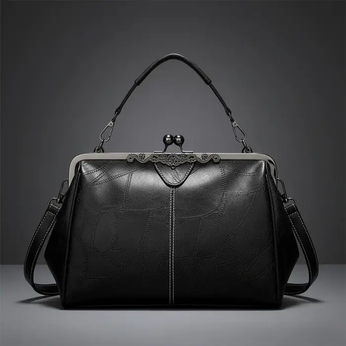 Sac à main à la mode pour femmes, pochette à bandoulière, matériau PU, taille moyenne, conception de boucle de verrouillage, forme douce, carré, usage quotidien