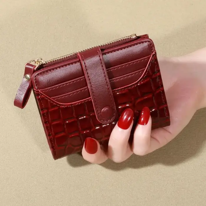 Mini portefeuille pochette imprimé crocodile