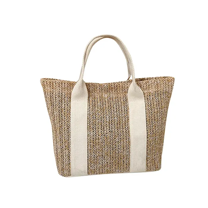 Sac fourre-tout en paille tendance pour femmes, sacs à main tissés en rotin, sac à bandoulière de vo