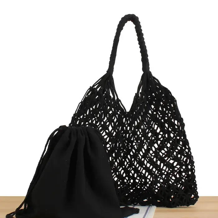 Sac de plage d'été pour femme en corde de coton tricotée