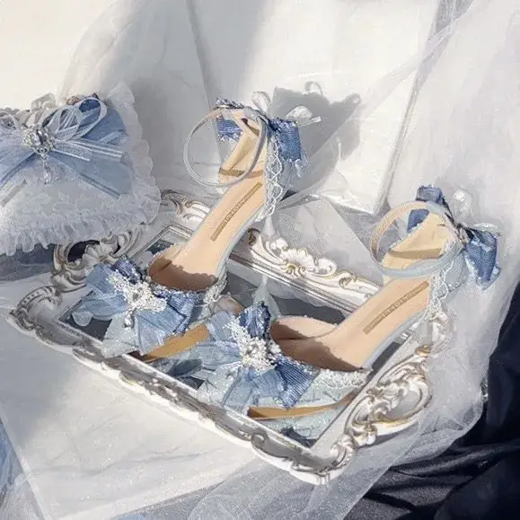 Sac à main Lolita Cosplay pour femmes, sacs à bandoulière bleus, sac de créateur, sac à bandoulière pour femmes, sacs de marque originaux, ensemble sac et chaussures