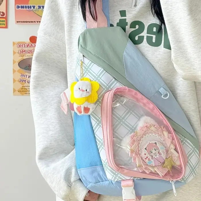 Sac de poitrine de grande valeur pour fille, Version japonaise et coréenne, mignon et doux, transfrontalier en diagonale, sac Transparent Ulzzang Ita Y2K
