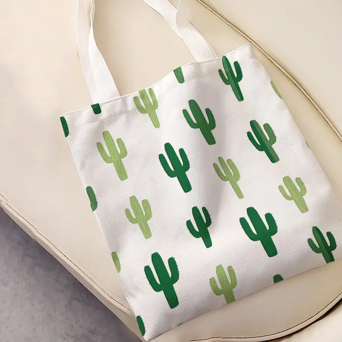 Sac fourre-tout vert à imprimé cactus Saguaro