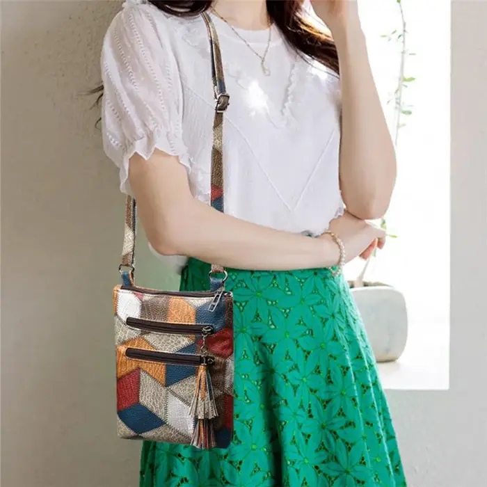 Sac à main rétro en cuir souple PU multi-poches