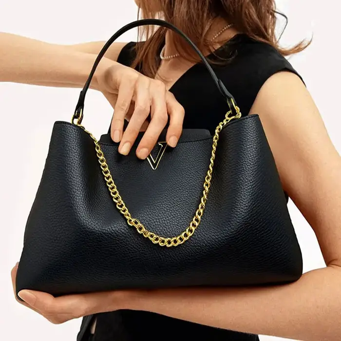 Sac fourre-tout élégant pour femme en cuir PU noir