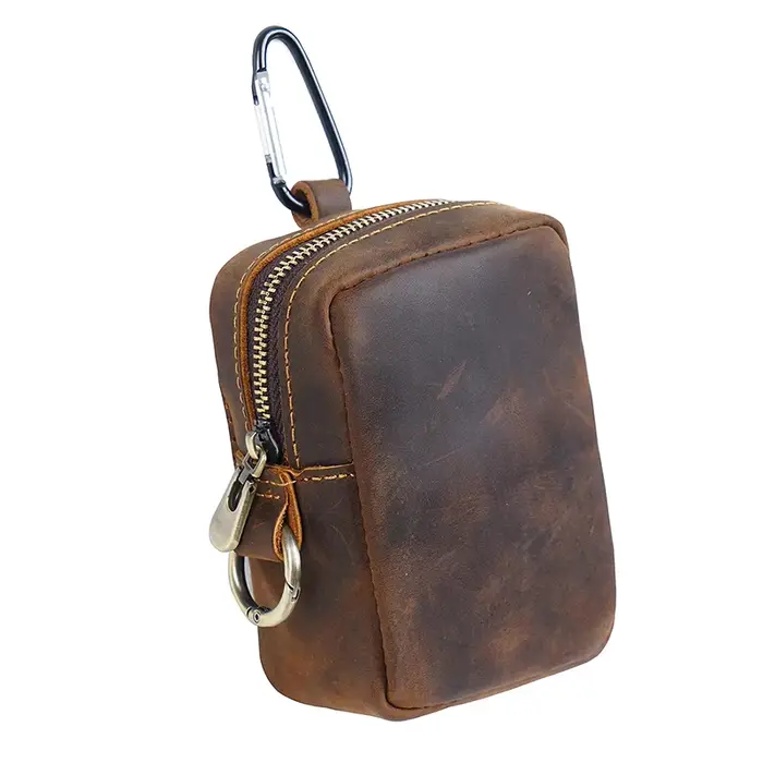 Sac en cuir avec fermeture éclair, porte-clés, porte-monnaie, porte-cartes, sac banane pour la cours