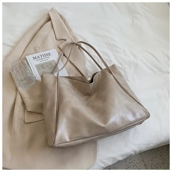 Fourre-tout sac pour femme Style coréen grande capacité sac à bandoulière en cuir souple rétro décontracté sac seau à main 2025 Одноп mga ume сумка