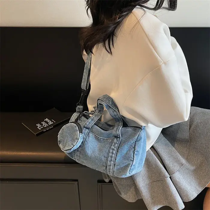 Sac messager vintage en jean pour femme