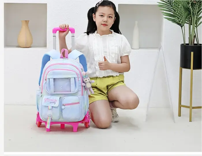 Sac à dos à roulettes pour filles, cartable à roulettes