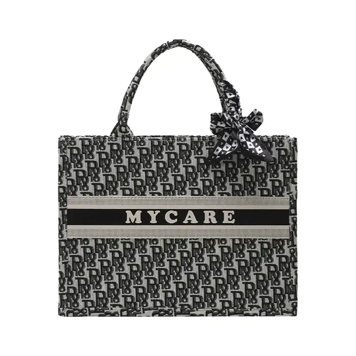 Sac fourre-tout élégant brodé pour femme 2025 – Nouveau sac à main rétro en toile avec lettres artistiques