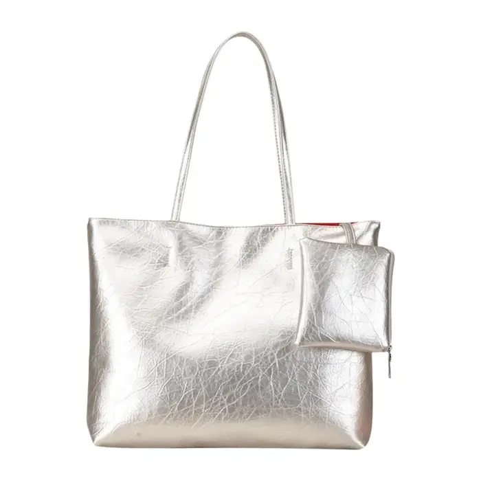Sac fourre-tout pour femme en toile à motif argenté