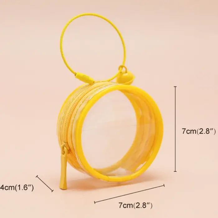 Pochette de rangement ronde pour affichage de badges, étui de Protection pour porte-clés, sac d'exposition double face, sac d'extérieur Transparent en PVC