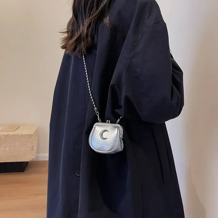 Mini sacs à bandoulière en cuir argenté pour femmes