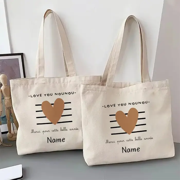 Merci Nounou nom personnalisé sac à main fourre-tout organisateur sacs à provisions réutilisables rangement de voyage