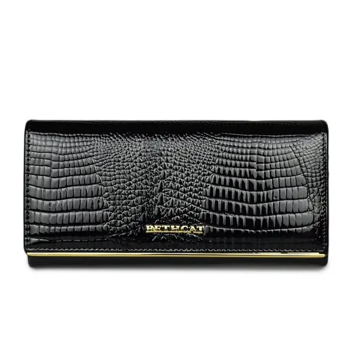Portefeuille de luxe en cuir véritable pour femmes, motif Crocodile, pochette brevetée, porte-monnai
