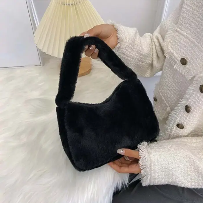 Sac fourre-tout en peluche imprimé léopard, sacs à main coréens sous le bras, sacs de rangement moel