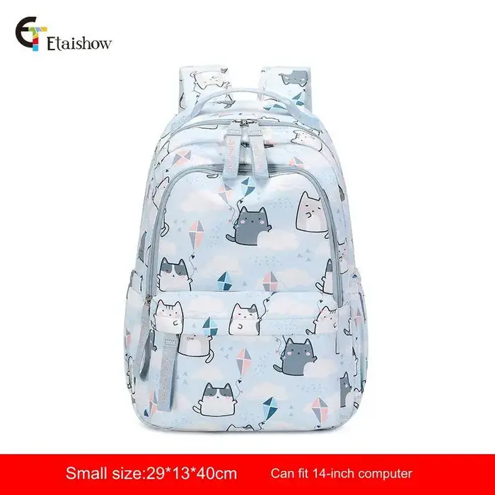 Sac à dos et sac à main Kawaii pour filles, sacs d'école mignons, impression de chat, retour à l'éco