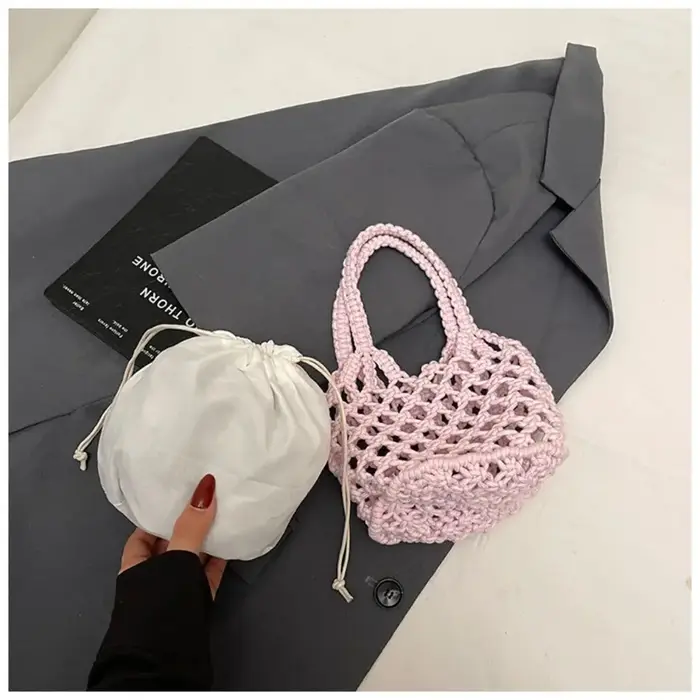 Sac seau mini tendance en tricot ajouré