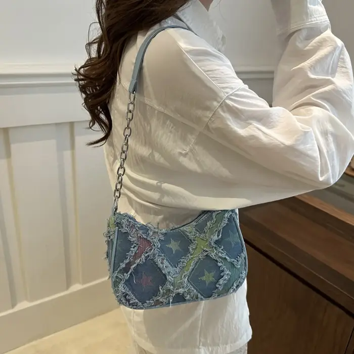 Sac décontracté en Denim délavé rétro pour femmes