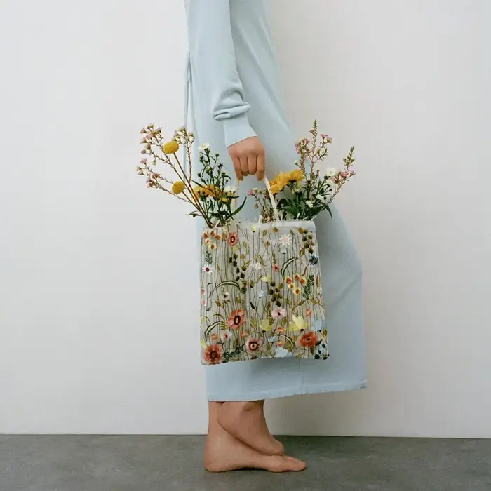 Shopping dentelle main rétro fleur brodé sac à bandoulière femmes à la main maille sacs rétro Art fo