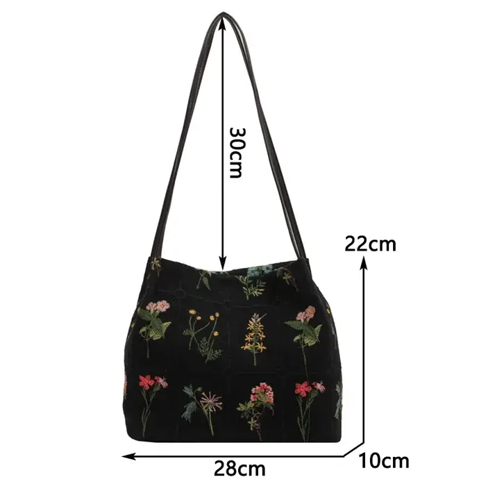 Sac fourre-tout brodé de grande capacité pour femmes