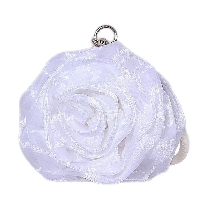Pochette de mariage en soie pour femmes avec fleur de camélia