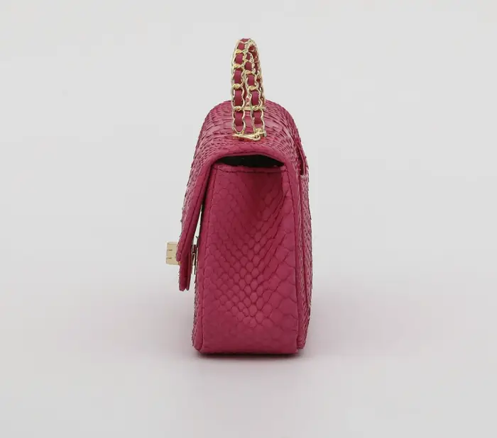 Sac à bandoulière en cuir de python véritable pour femmes