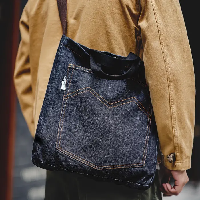 Maden Retro 14oz Sac à bandoulière en denim avec broderie