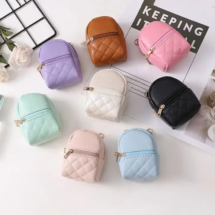 Nouveau Mini porte-monnaie en cuir PU couleur unie sac à bandoulière Portable léger sac de maquillage casque