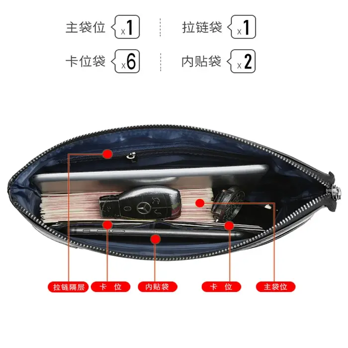 Pochette homme en cuir tanné végétal