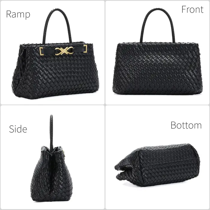Sac fourre-tout tissé pour femme en cuir végétalien