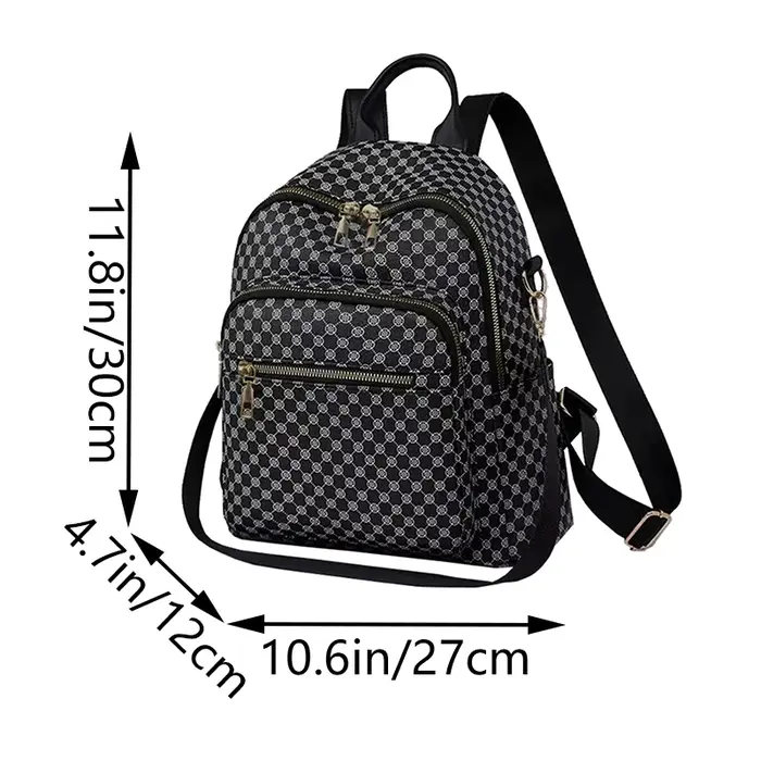 Sac à dos en PU à motif quadrillé pour usage quotidien