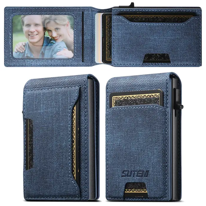 Porte-cartes en cuir PU de haute qualité, porte-cartes push-out, grande capacité, peut contenir 1-12