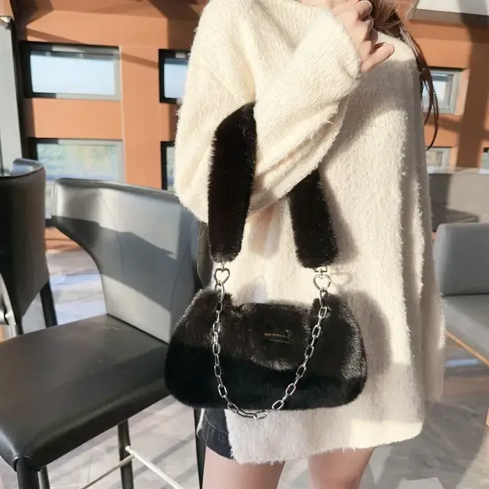 Sac à Main en Fausse Fourrure pour Femme