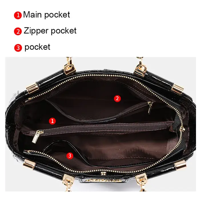 Nouveau sac fourre-tout en cuir verni effet croco brillant pour femme
