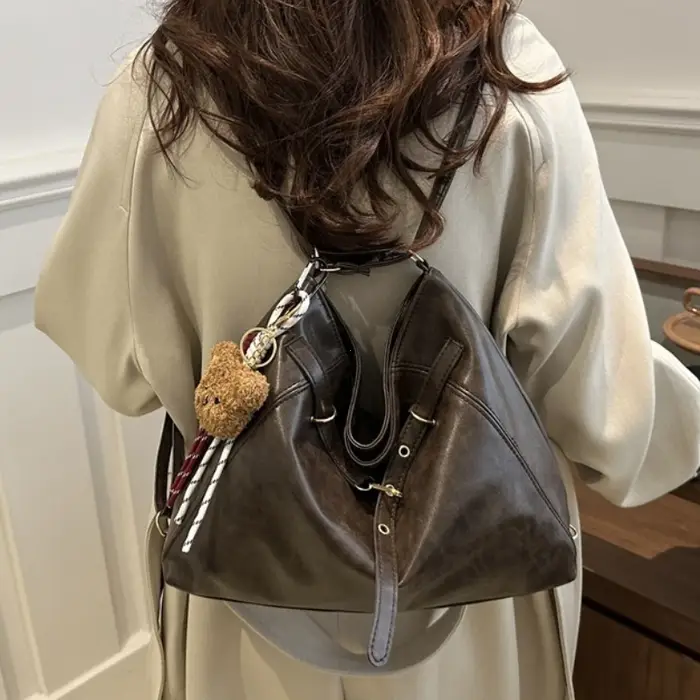 Rétro grande capacité femmes sac fourre-tout à la mode décontracté Double épaule sac à dos pour automne hiver nouveauté