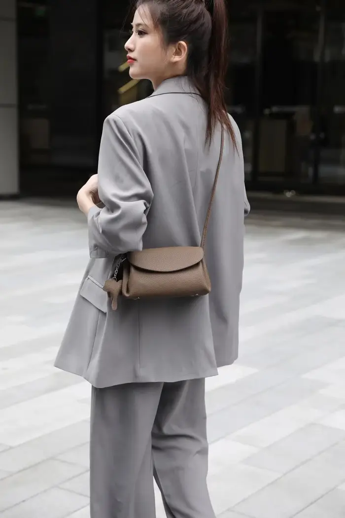 Sac à main Beige en cuir véritable pour femmes
