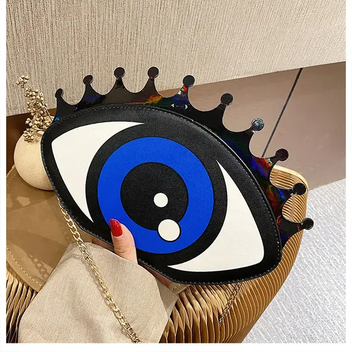 Femmes petit sac à bandoulière forme d'oeil mode PU cuir chaîne sacs Mini sac