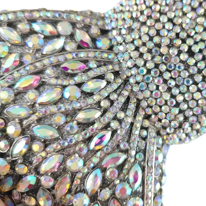 Boutique De FGG argent Bow strass pochette pour femmes sac à main De soirée et sac
