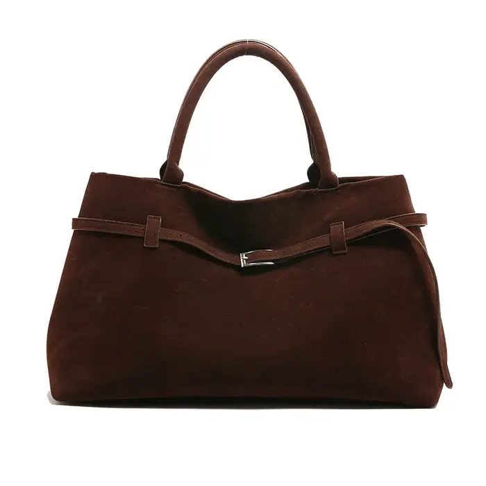 Sac fourre-tout vintage en cuir satiné – Style décontracté avec fermeture à boucle, grande capacité 