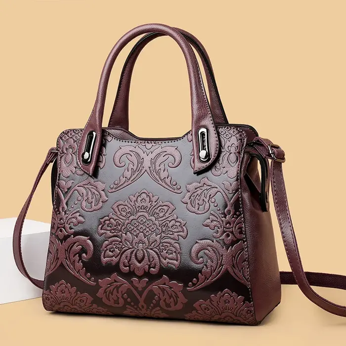 Sac à Main de Luxe Vintage Embossé en Cuir PU Élégant Grande Capacité pour Femmes